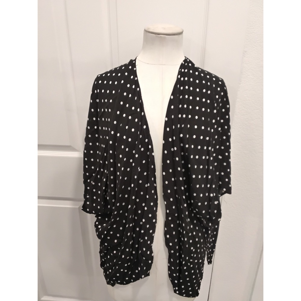 Brandy Melville Black White Polka Dot Kimono Cardigan One Size Italy